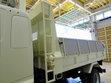 荷台内寸:340×205×32 新明和/DR4-0003SY 自動シート付(50cm) リアアオリピン差し加工 リアダム加工 左右プロテクター延長加工/左右はしご付