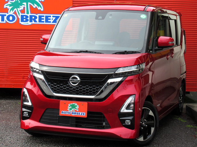 ルークス ハイウェイスターX エマブレ 赤革シート 足開オートスライド