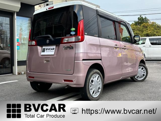 スズキ スペーシア X 両側電スラ 桃×白ツートン ナビレス の中古車詳細