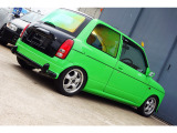 ミラをベースにジーノ仕様にカスタム!ボディーカラーは明るいグリーンとブラックの2トーン塗装です!