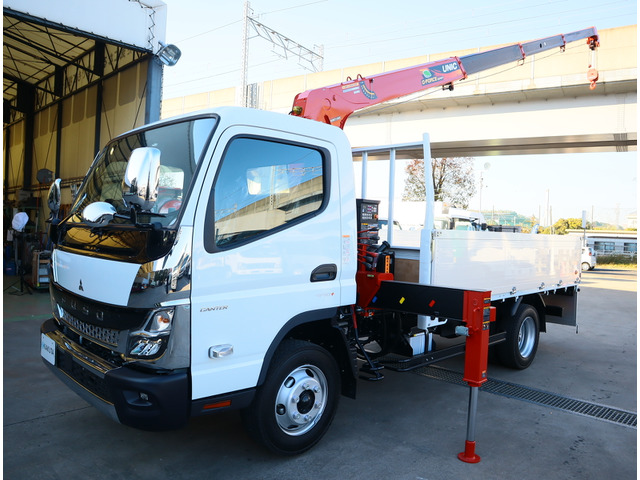 キャンター  2.9t吊4段クレーン アルミ平 全低床