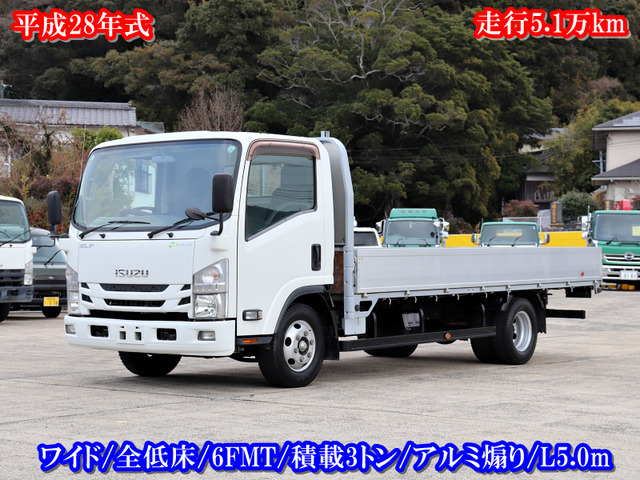 エルフ  3t 平ボデー 全低床 ワイド 超ロング