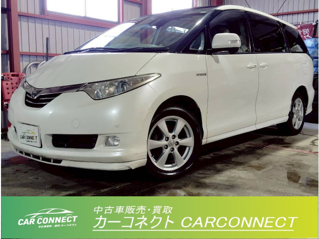 エスティマハイブリッド2.4 G 4WD両PWスラ リアモニター 純ナビ ETC