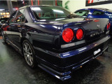 希少ダークブルーパールカラーR34GTRVスペック仕様フルエアロ&クリアウインカー&GT専用シート&オリジナルインテリア&専用3スポークステアリング他ドレスアップ仕様車です