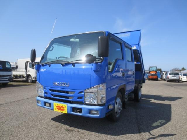 エルフ ダンプ 2t Wキャブダンプ 新明和 フルフラットロー