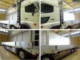 荷台内寸:955&times;240&times;38 山田車体工業 七方開 アルミアオリ 支柱脱着可 ステンレスヒンジ 床フック15対 落とし込みフック9対 前立てアルミ縞鋼板張り/LED作業灯2個