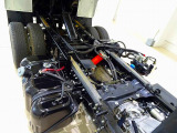 荷台内寸:300&times;159&times;38 新明和/SD2-32 三方開 手動シート(開き止め付) リアアオリ左右ピン差し加工 鳥居上部左右角出し(脱着可)/枕木取付 右シャシリアスライド用スイッチコード