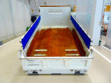 荷台内寸:300&times;159&times;38 新明和/SD2-32 三方開 手動シート(開き止め付) リアアオリ左右ピン差し加工 鳥居上部左右角出し(脱着可)/枕木取付 右シャシリアスライド用スイッチコード