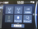 AMFMチューナー、Bluetoothオーディオ、ミラキャスト機能も付いています