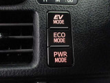 ” シーンに合わせて選べる3つの走行モード。「PWR→スポーティな走りを楽しみたい時に」 「ECO→燃費向上をさせたい時に」「EV→エンジン音が気になる早朝や深夜走行時に」”