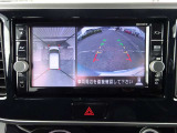 アラウンドビューモニター画像になります。4方向のカメラ画像を合成をし、上から見たような画像にしバック駐車時の死角を無くします。