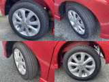 155/65R14純正アルミホイール装着。タイヤもまだまだ使っていただけます。
