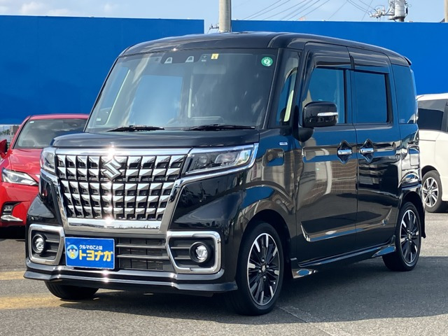 スペーシアカスタム ハイブリッド(HYBRID)  XS 9インチナビ バックカメラ ETC 雹凹