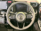 【純正革巻きステアリング】上質な革を使用することで、手にしっかり馴染みとても運転しやすいハンドルです♪