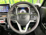【純正革巻きステアリング】上質な革を使用することで、手にしっかり馴染みとても運転しやすいハンドルです♪
