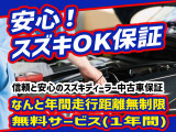 スズキOK保証が付いているので、1年間走行距離無制限で保証いたします。