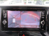 アラウンドビューモニターも装備しております。ご覧のように車体を真上か見たような映像なので、車庫入れの苦手なお客様ももうご心配いりません。