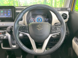 【純正革巻きステアリング】上質な革を使用することで、手にしっかり馴染みとても運転しやすいハンドルです♪