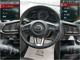 スッキリまとめられたステアリング周りのスイッチ類。直感的に操作ができ、安全快適運転につながる設計です