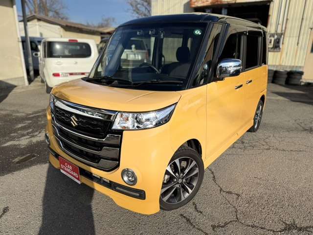 スペーシアカスタムZターボ デュアルカメラブレーキサポート 4WD社外ナビ/フルセグ/バックカメラ/パワース