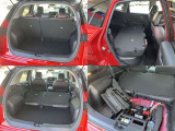 後席を倒せば広い荷室スペースになります。