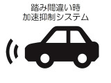 【踏み間違い時加速抑制】万が一誤ってアクセルを強く踏んでしまったときに加速を抑制し、衝突被害軽減のサポートをします!事故リスク低減のために、抑制機能の付いたおクルマ購入をご検討くださいませ♪