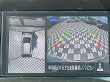 アラウンドビューモニター。前後左右の4つのカメラで車を上から見たような映像をナビ画面に映すので人や物を確認できとても安全です。