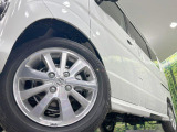 【純正14インチアルミホイール】外観にマッチした純正アルミホイールを装着しております。各種社外アルミホイールや、スタッドレスタイヤも取扱いしております。是非ご相談ください♪