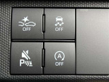 スマートアシストOFFスイッチ、コーナーセンサーブザーOFFスイッチ、VSC・TRC OFFスイッチ、エコアイドルOFFスイッチ。