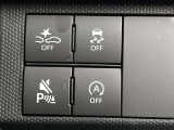 スマートアシストOFFスイッチ、コーナーセンサーブザーOFFスイッチ、VSC・TRC OFFスイッチ、エコアイドルOFFスイッチ。