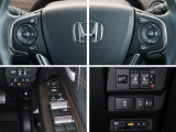 運転席回りの各種スイッチ群とホンダ純正ETC車載器です。電動スライドドアスイッチも配備されています。総合先進安全装備のセンシング搭載。ヒューマンエラーを高度先進技術が補完してくれます。