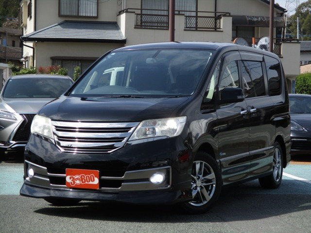 セレナ 2.0 ライダー ブラックライン S-HYBRID 純正SDナビ 社外フリップダウン 両側電動