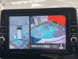 アラウンドビューモニター装備。前後左右4つのカメラから解析した、まるで上から車を見たような画像が映し出され、車の死角や駐車場の線も確認ができるようになります。日産の先進装備の1つです。