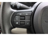 ハンドル左部分でオーディオ操作が可能。そのため、運転中でも目線をずらさずに安全運転♪スマートフォンを接続してハンズフリー通話も可能です。