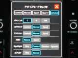 センターインフォメーションディスプレイ、ドライブモードセレクト表示。運転される方の好みや、乗る人数、シチュエーションに合わせて、パワーフィール・ハンドリング・乗り心等々、各種セッティングが可能です!!