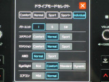 センターインフォメーションディスプレイ、ドライブモードセレクト表示。運転される方の好みや、乗る人数、シチュエーションに合わせて、パワーフィール・ハンドリング・乗り心等々、各種セッティングが可能です!!