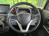 【純正革巻きステアリング】上質な革を使用することで、手にしっかり馴染みとても運転しやすいハンドルです♪