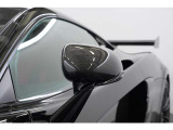 ドアミラーにもカーボンパーツを装備。軽量化にこだわるレーシングスピリットを感じます。