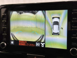 パノラミックビューモニターを装備。駐車場や交差点でクルマを真上から見るように周囲を確認できます。機能の詳細は販売店スタッフまでおたずねください。