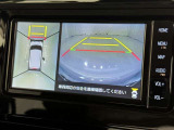 パノラミックビューモニターシステムが付いているので車の上から見た映像が確認できますよ。 一目で車両周辺の情報を確認できますが、直接安全をご確認下さい。