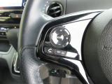 ハンドルにオーディオの操作スイッチが装備されています。視線を前方から外さずハンドルから手を離さずに操作できるのでとっても安全ですね。