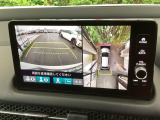 バックギアに入れますとご覧のような画像に自動的に切り替わります。車庫入れ時に役立ちます。