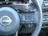 ステアリングスイッチはプロパイロットコントロールスイッチ・オーディオスイッチ付です。写真はプロパイロットコントロール。