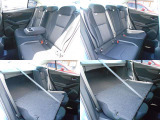 リアシートはアームレスト付きでゆったり座っていただけます!!またセダンでは珍しい背もたれが6:4分割式で前倒しフラット可能!!大きなお荷物にも対応可能でとっても便利です!!!
