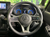【純正革巻きステアリング】上質な革を使用することで、手にしっかり馴染みとても運転しやすいハンドルです♪