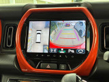 【全方位モニター】リバースに入れた際、車両全体を見渡している映像に切り替わります。また、見通しが悪い場所で便利な前方ワイド映像やすれ違いに便利な助手席側ワイド映像など切り替えが出来ますよ♪