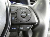 ステアリングスイッチでクルーズコントロール機能の操作ができます。長距離の高速走行時の疲労軽減や燃費に役立ちます。