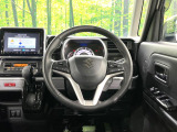 【純正革巻きステアリング】上質な革を使用することで、手にしっかり馴染みとても運転しやすいハンドルです♪