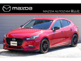 ソウルレッドのボディにマツダスピードエアロを装着し、17インチアルミホイールと車高調でスタイリッシュになったアクセラスポーツXDプロアクティブを入庫しました。