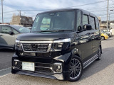 クリスタルブラックのN-BOXカスタムターボ入庫しました! 無限エアロ前後、RS☆Rのスプリングでのローダウン車です。(ノーマルスプリングあり)
